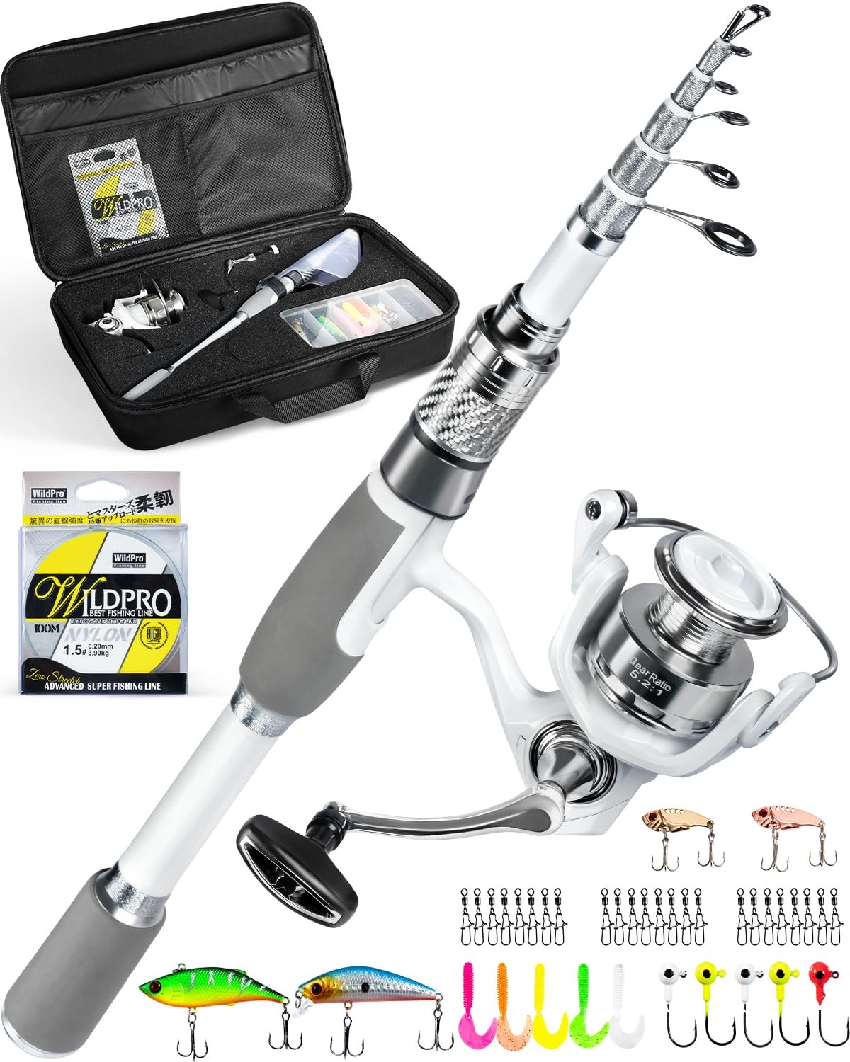 Ghosthorn Fishing Rod And Reel Combo Carbon Fiber Telescopic Fishing Pole