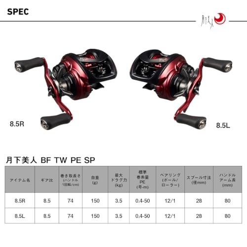 Daiwa 26 Gekkabijin BF TW 8.5L PE Baitcasting Reel