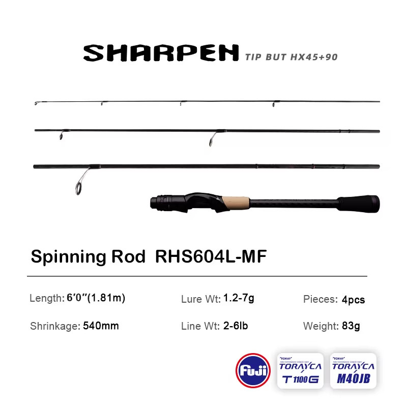 H PURELURE SHARPEN Fishing Rod – Spinning & Casting XF/MF Action, FUJI Components
