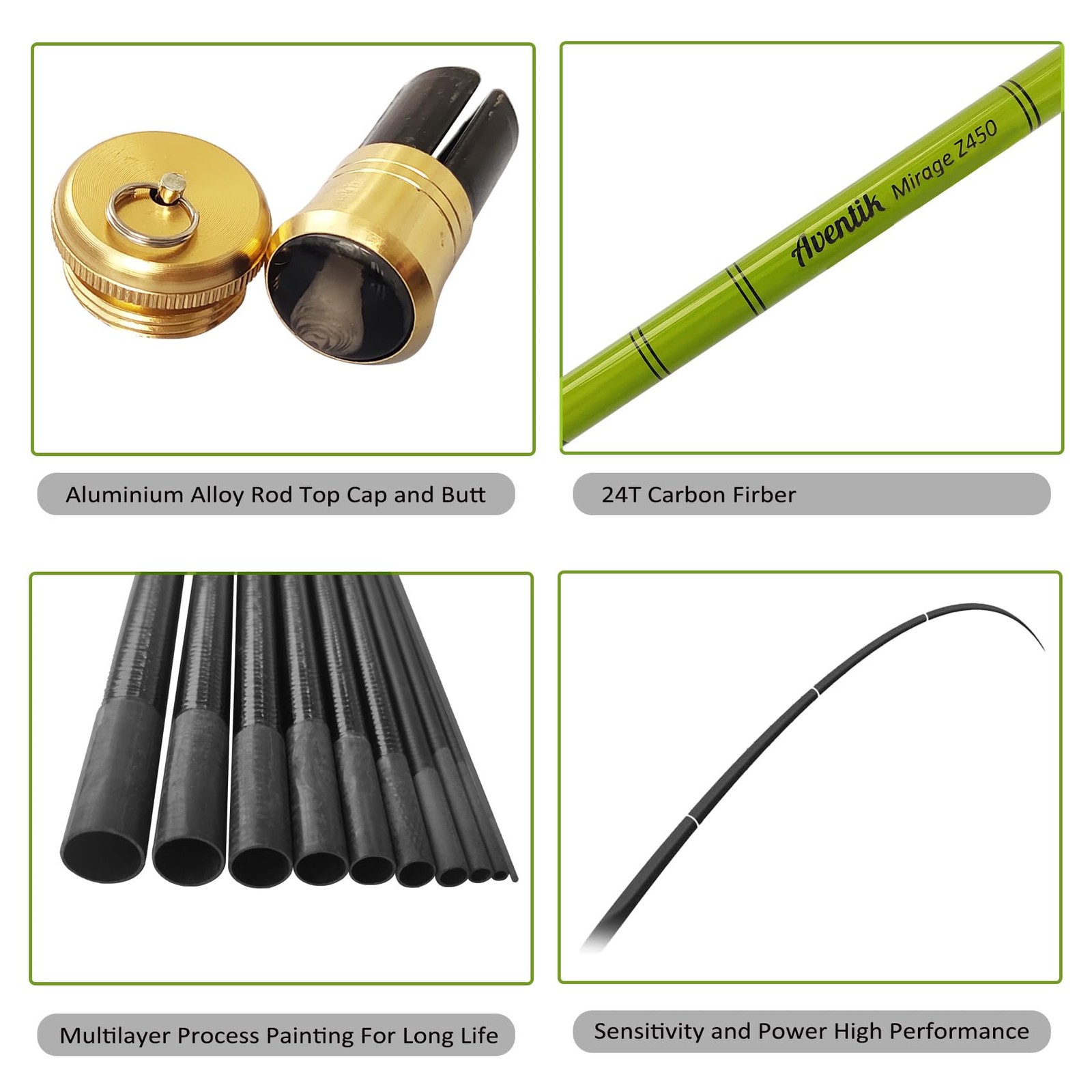 Aventik Mirage Telescopic Tenkara Rod 24T Pure Carbon 64 Action Portable