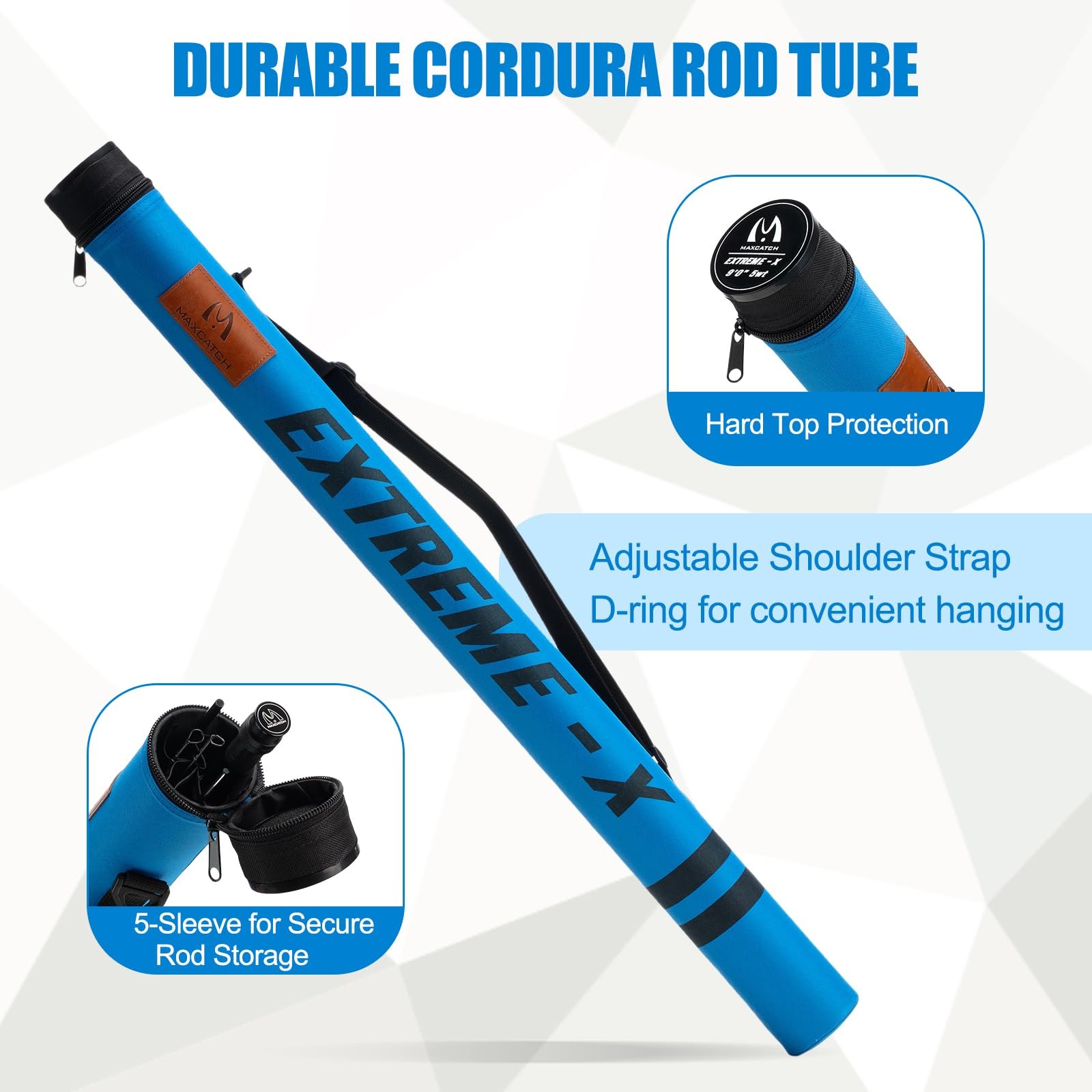 Extreme-X Fly Fishing Rod 5wt 9′ Fast Action with Extra Tip Section Tube