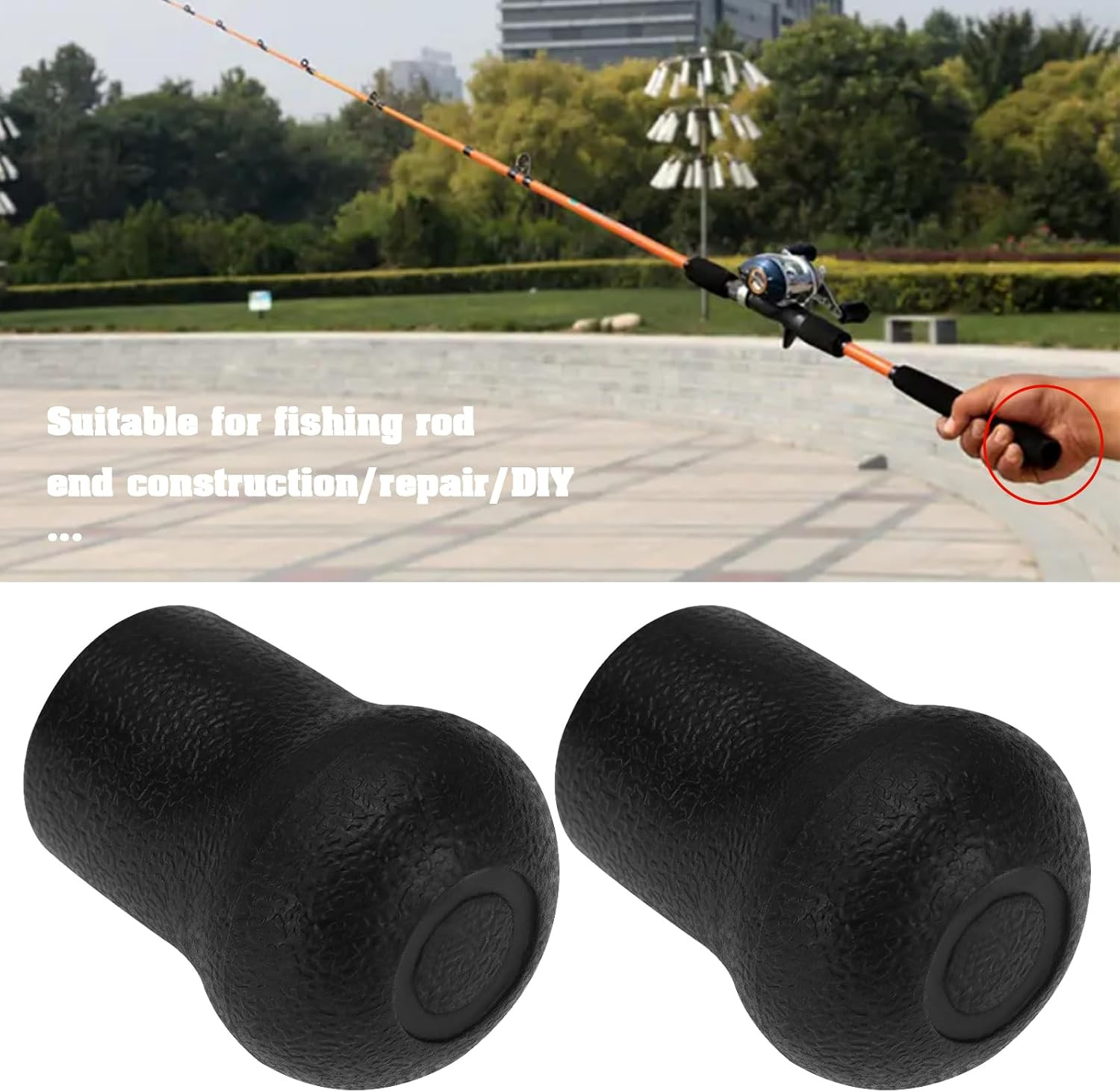 2Pcs PVC Fishing Rod Butt Cap Protector Cap End Suitable for Fishing Rod Buildin