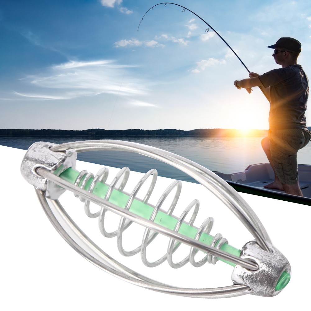 N- 10PCS Stainless Steel Spring Fishing Feeder Bait Cage Holder Tackle Accessory
