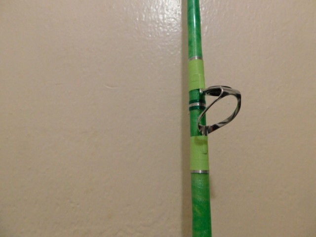 CUSTOM CONVENTIONAL ROD LIME GREEN PEARL MARBLE 25-50 LB TURBOS 7′ NEW