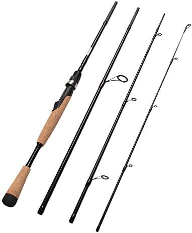 4 Pieces Travel Spinning Rod Medium Carbon Spinning Fishing Rod Portable Fishing