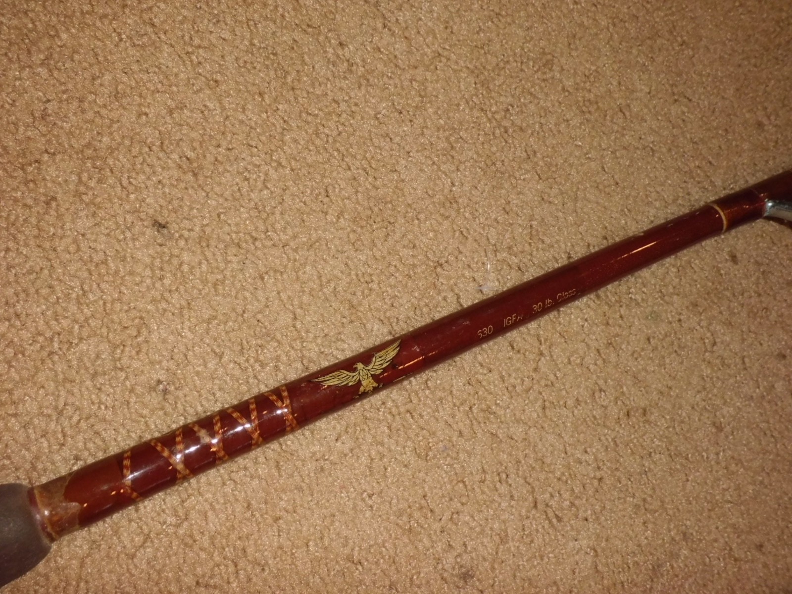 Vintage FENWICK 630 Conventional 6’8″ Rod- USA- IGFA 30 lb test w/ Gimbal