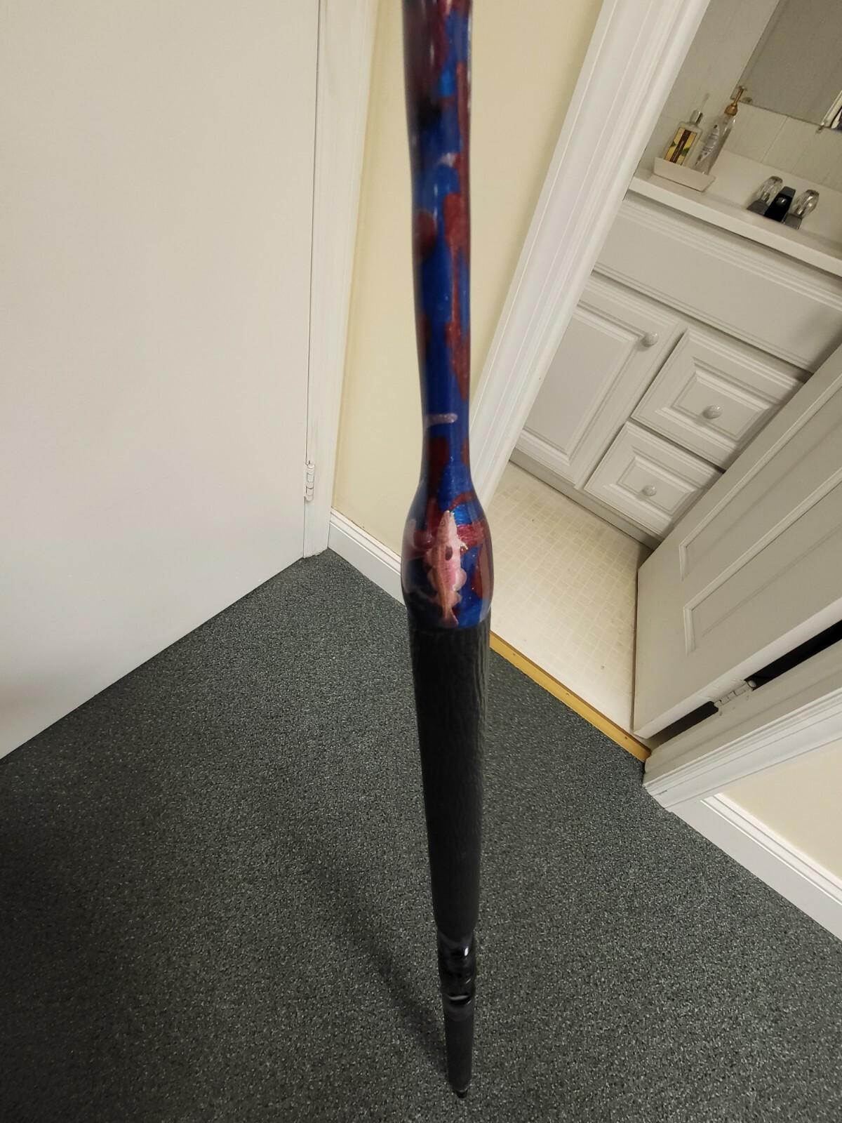 Custom Fishing Rod with Real Shark Skin Grips and Awesome Paint Job