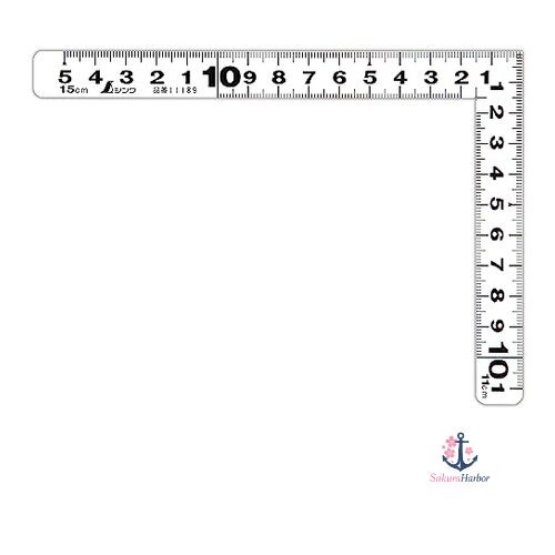 NEW Shinwa Sokutei Square Ruler Flat Type Same Scale on Both Sides White 15 x 11