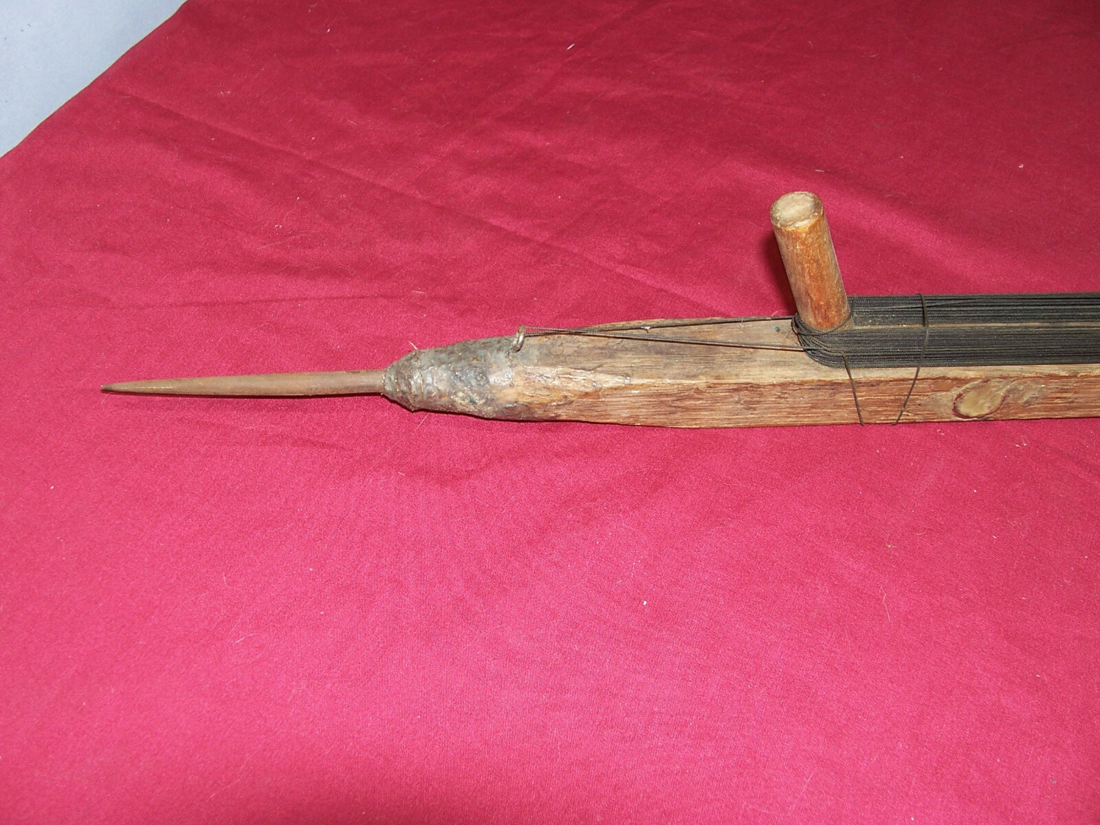 Old Antique Hand Home Made Custom Wood Wooden Ice Fishing Rig Pole Line Vintage
