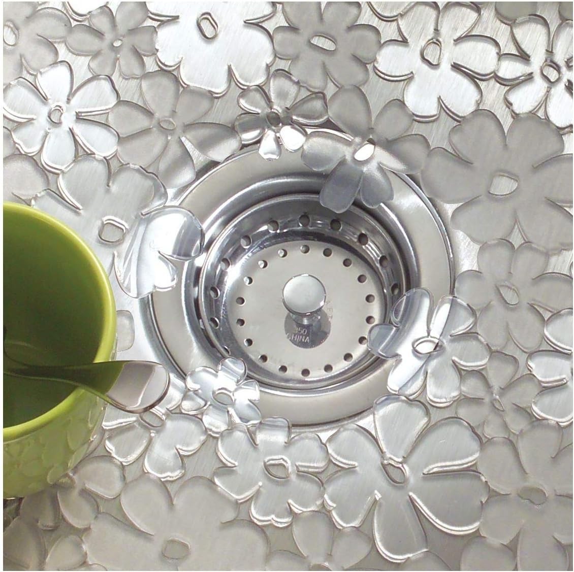 Blumz Floral BPA-Free Flexible PVC Plastic Large Sink Protector Mat 16″