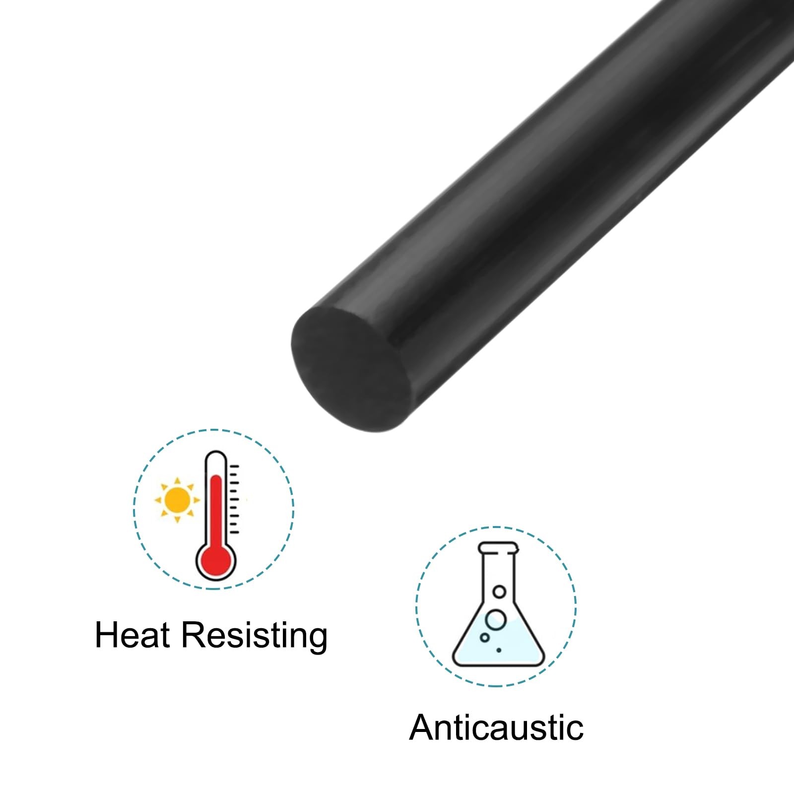 Black Round ABS Plastic Rods 0.6-inch Diameter and 12-inch Length Rigid Insul…