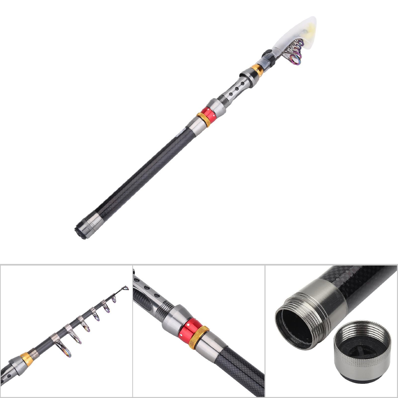 Carbon Fiber Portable Hard Fishing Rod Poles Freshwater Fishing Accessory (2 DSO