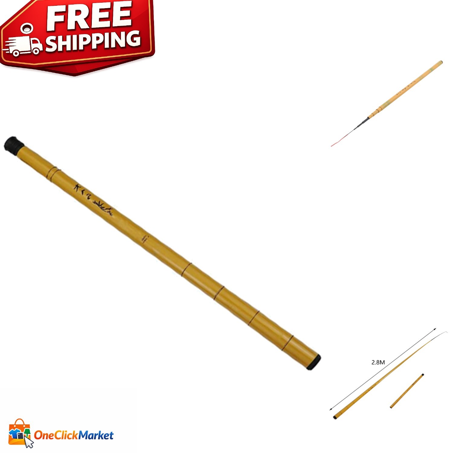 Retractable Fishing Rod 2.8M with Cork Grip – High Tension Support for Anglers