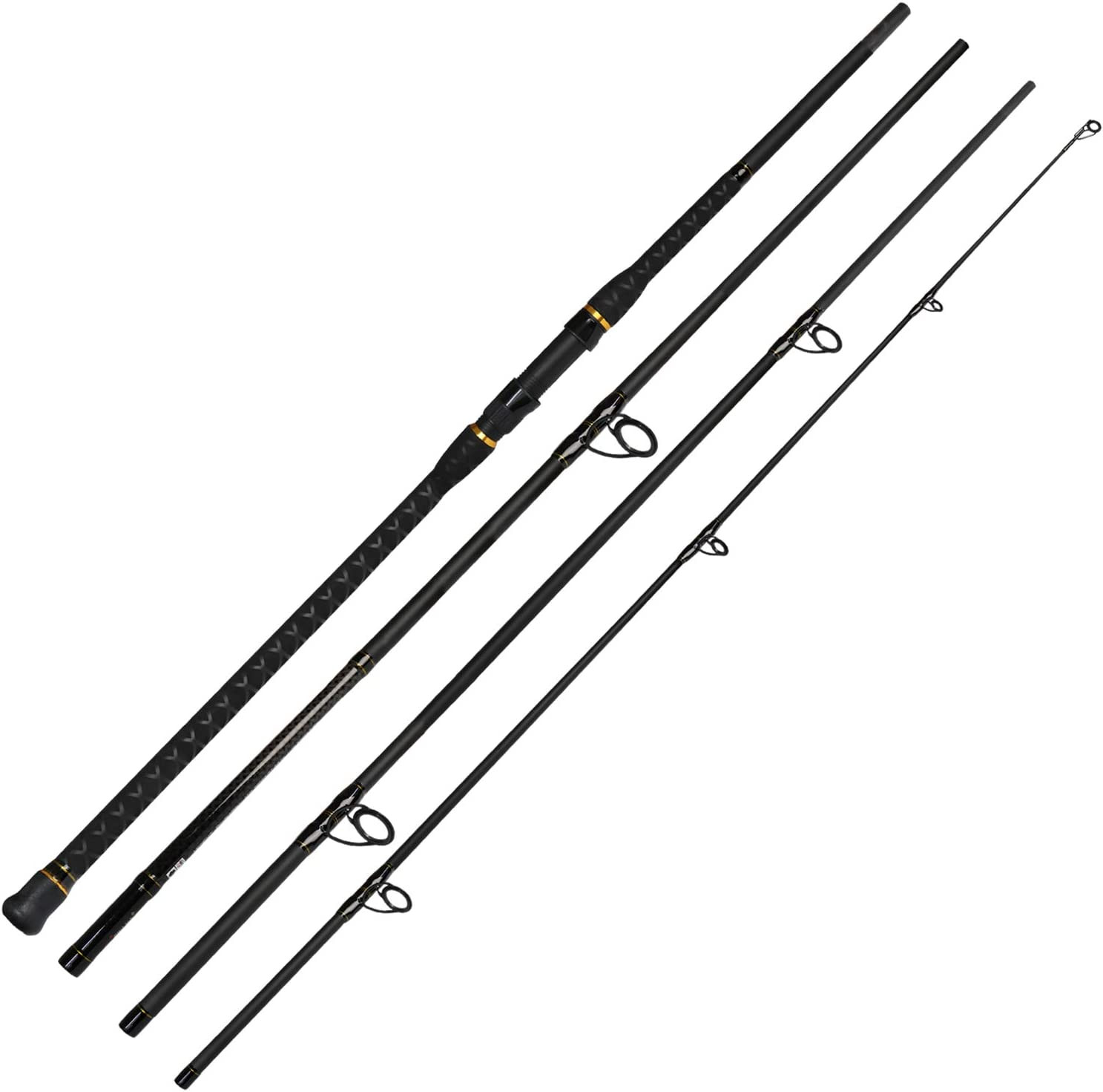 Surf Spinning Rod 2PC/4PC Solid Carbon Fiber Travel Fishing Pole 9/10/11/12/15FT
