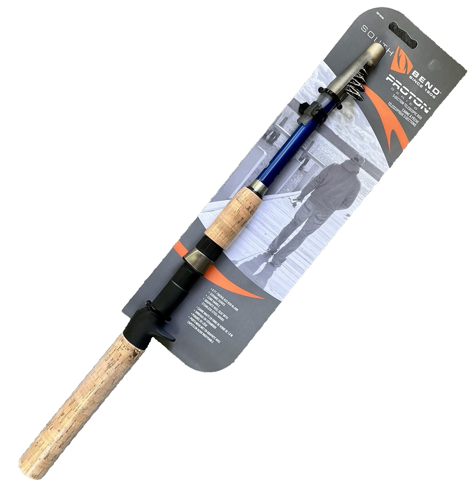 NEW South Bend Proton Telescopic Spinning Fishing med Rod 6′ ft w cork handle