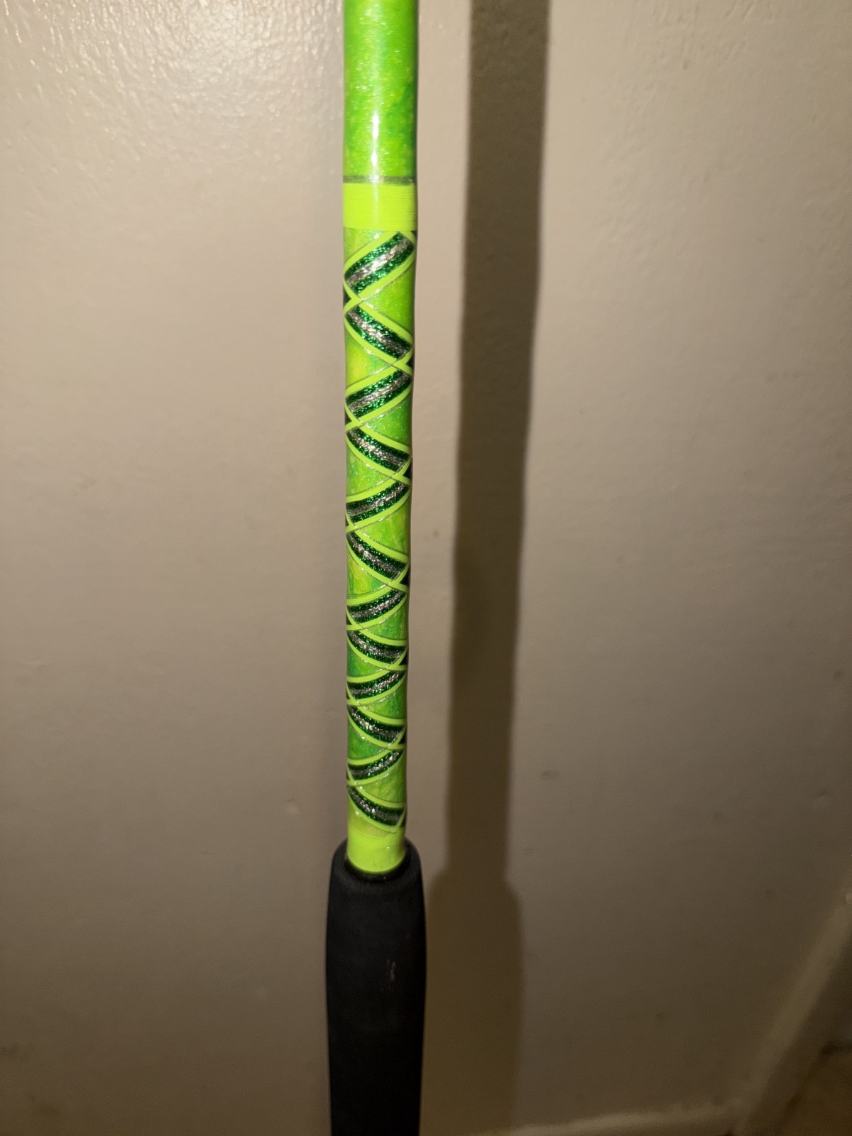 CUSTOM SPINNING ROD GREEN LIME SPARKLE MARBLE 20-40 LB 7′ NEW
