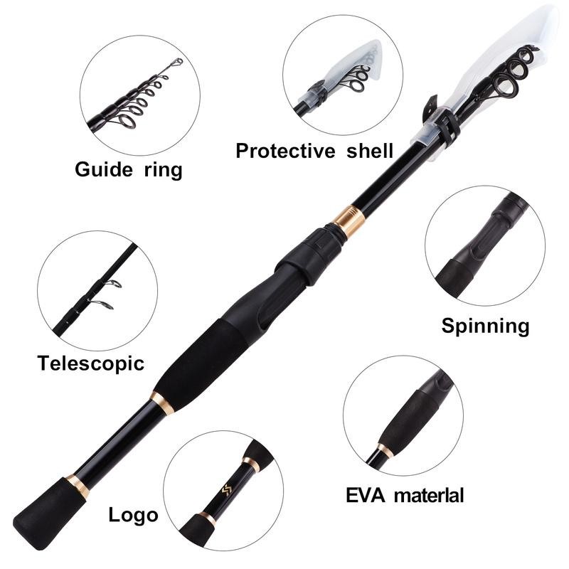 Sougayilang Telescopic Fishing Rod Carbon Fiber Ultralight Spinning Pole 1.8-2.4