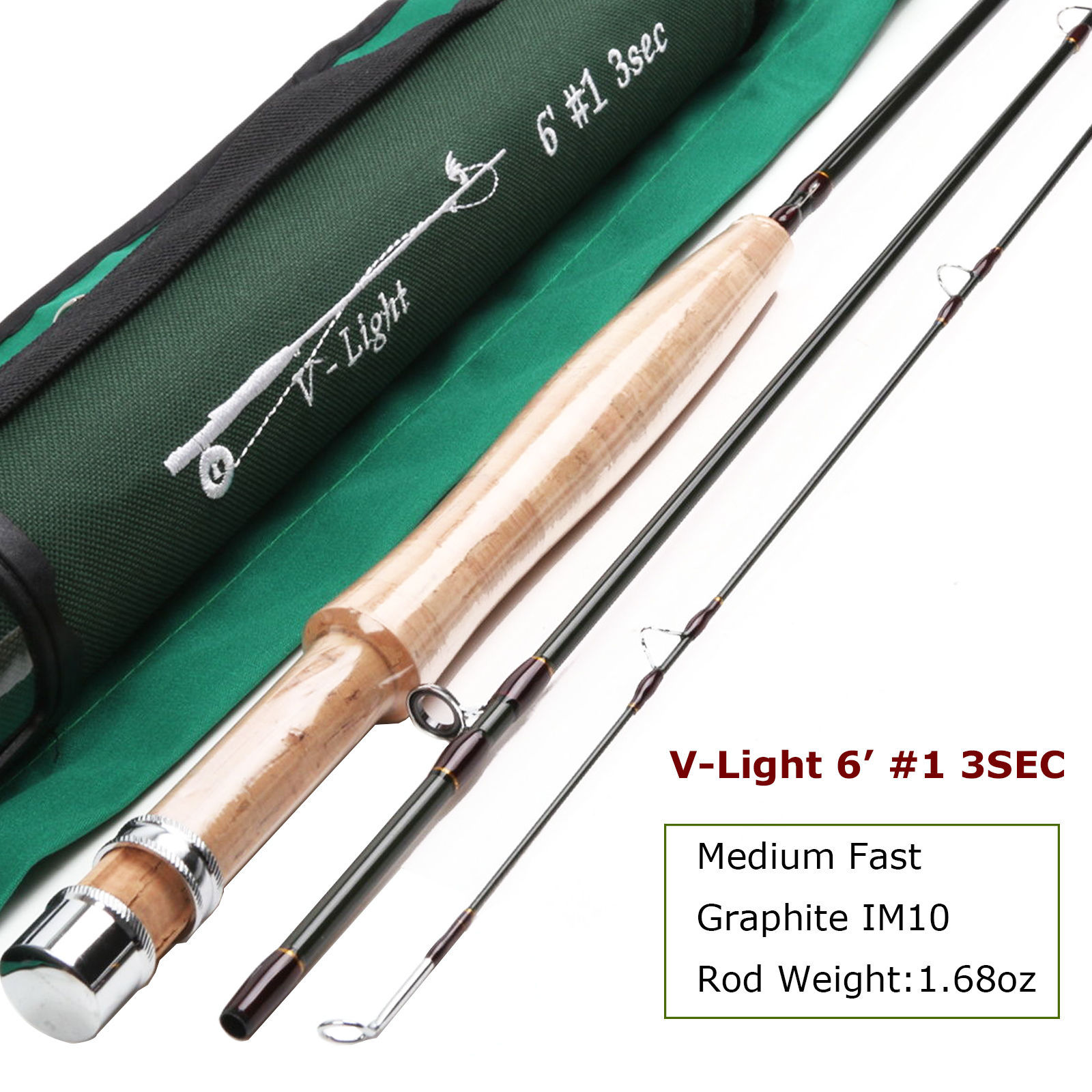 1/2/3WT Fly Rod 6′ / 6’6″/ 7′ / 7’6″ Graphite IM10 Fly Fishing Rod Small Creek
