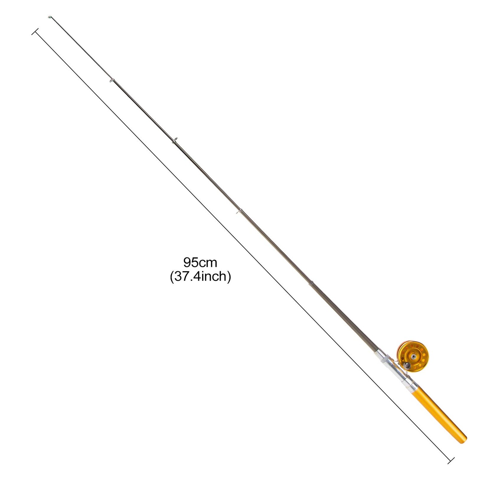 Saim Fishing Rod 36In(3Ft) Mini Portable Pocket Aluminum Alloy Fish Rod Pen –
