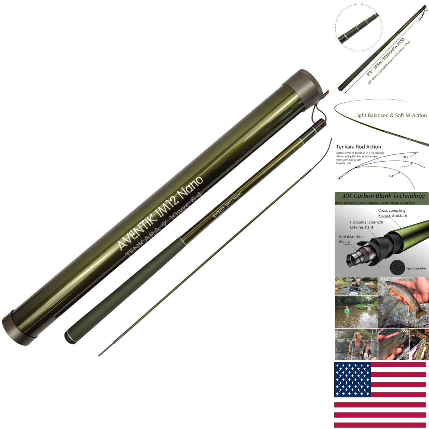 Versatile Tenkara Fly Rod – 9ft Carbon Build for Trout & Beyond, Extra Sections