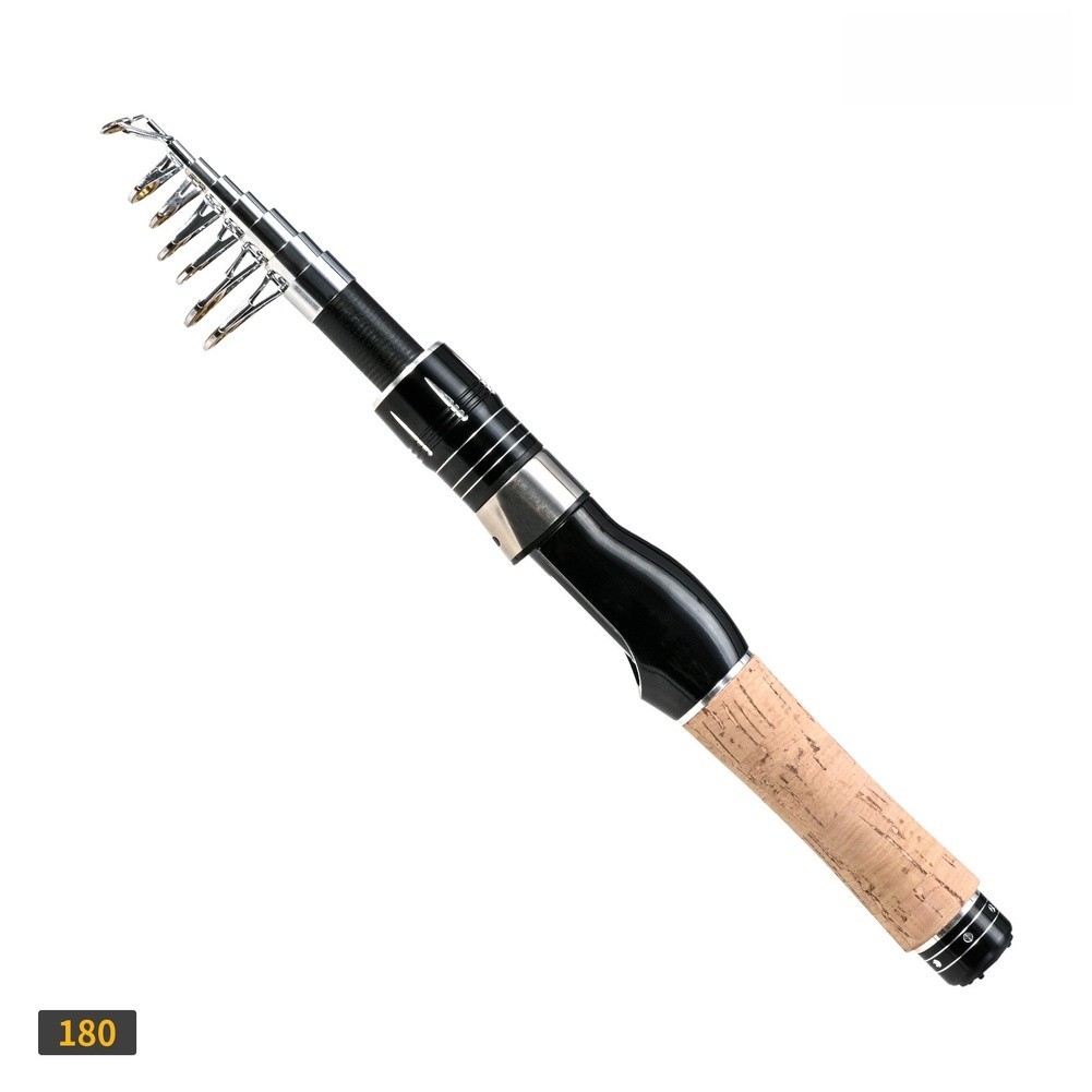 Compact Telescopic Fishing Rod For Sea Use Carbon Fiber With Wood Handle