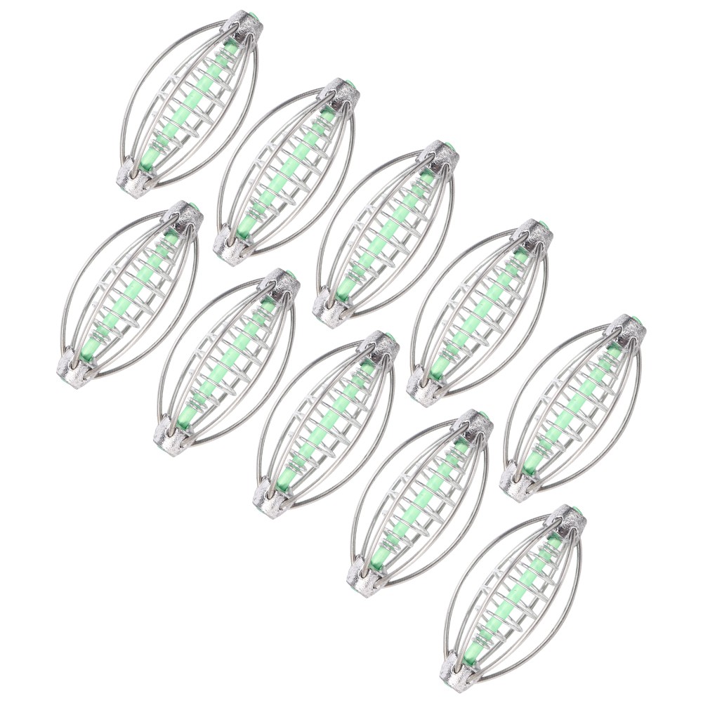 N- 10PCS Stainless Steel Spring Fishing Feeder Bait Cage Holder Tackle Accessory