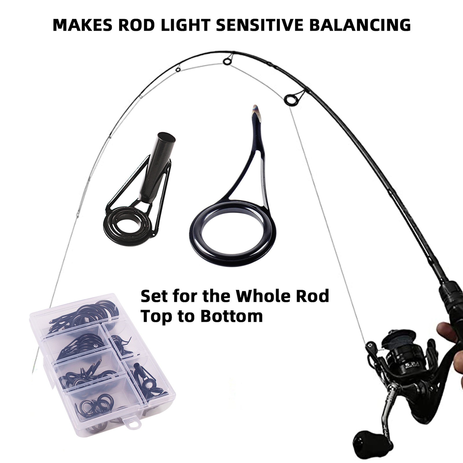 35pcs Fishing Rod Repair Kit Ceramic High Carbon Steel Fishing Rod Guides KFCU