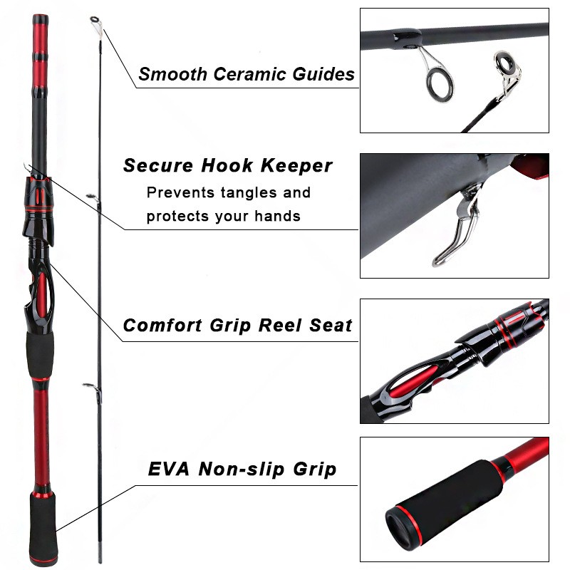 4 Pieces Travel Spinning Rod Fiberglass Spinning Fishing Rod Portable Rod 1.8M