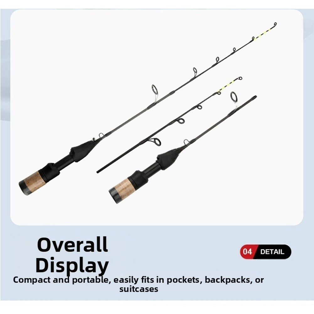 Compact Telescopic 60CM Ice Fishing Rod Carbon Fiber with Dual Tip Shrimp Pole