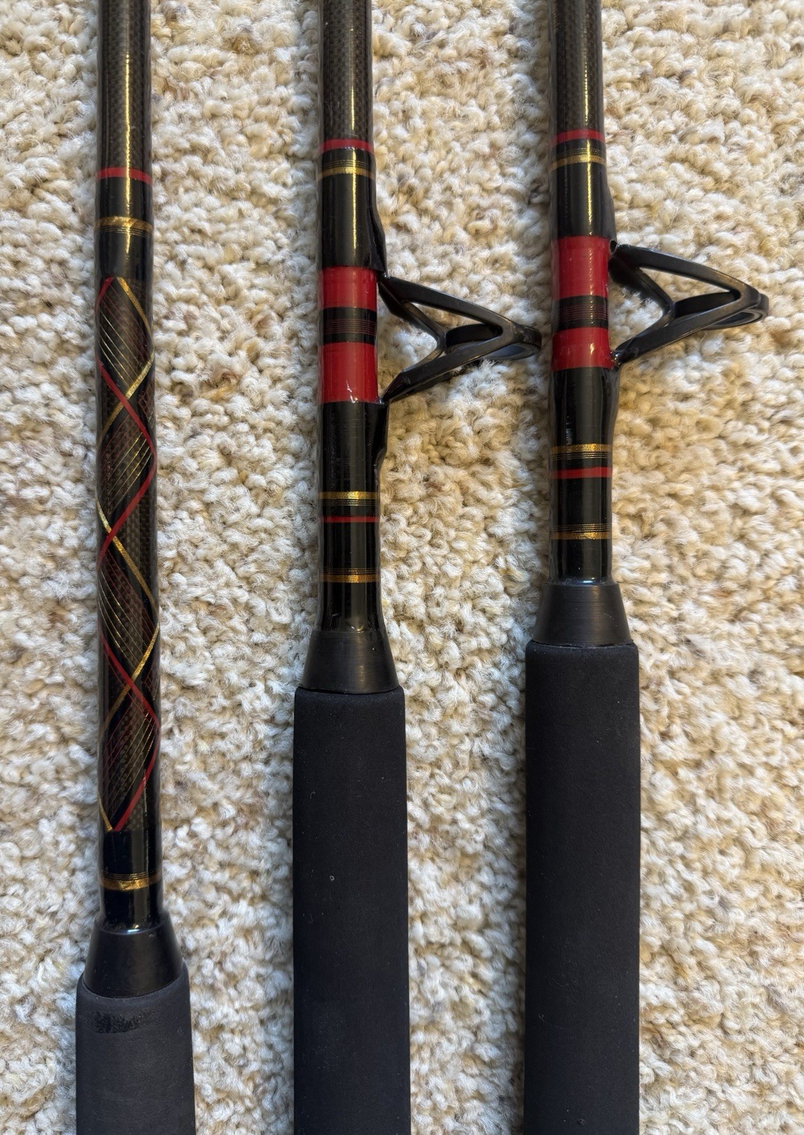 Lot of (3) Kunnan HOT RAIL Conventional Saltwater Fishing Rods, “NICE”… L@@K!!!