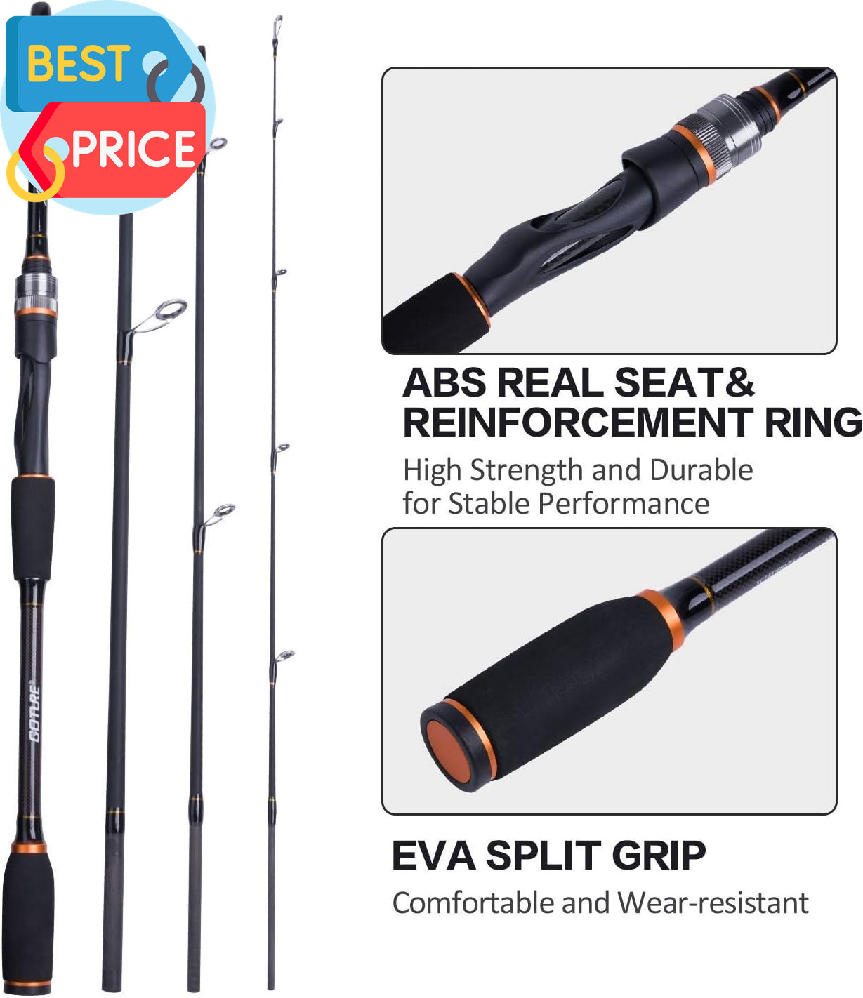 Travel Fishing Rods, 4 Piece Fishing Pole with Case/Bag, Casting/Spinning Rod,Ul