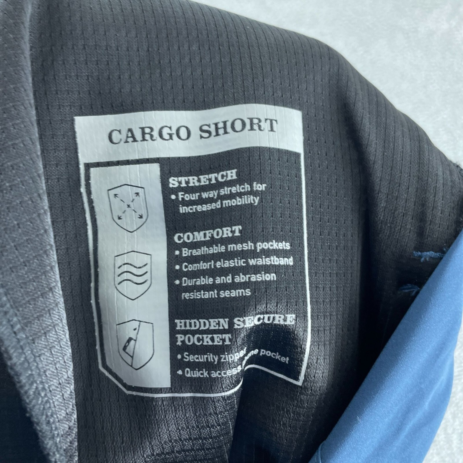 Orvis Mens Cargo Shorts With Built-In Belt Size 32 Blue Stretch Polyester 3925