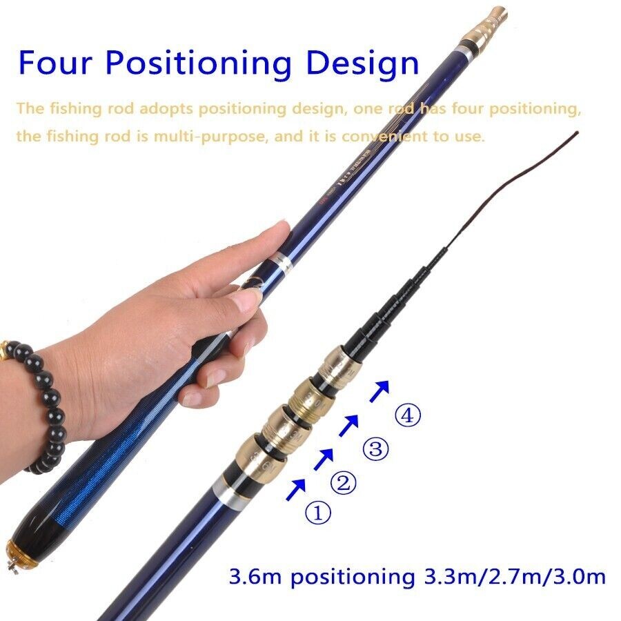 3.6-6.3M Carbon Fiber Four Positioning Fishing Rods Telescopic Stream Feeder Rod