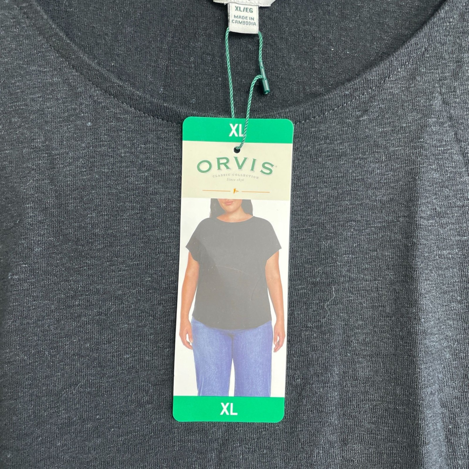 NWT Orvis Women’s XL Black Linen Blend Short Sleeve Top J2131