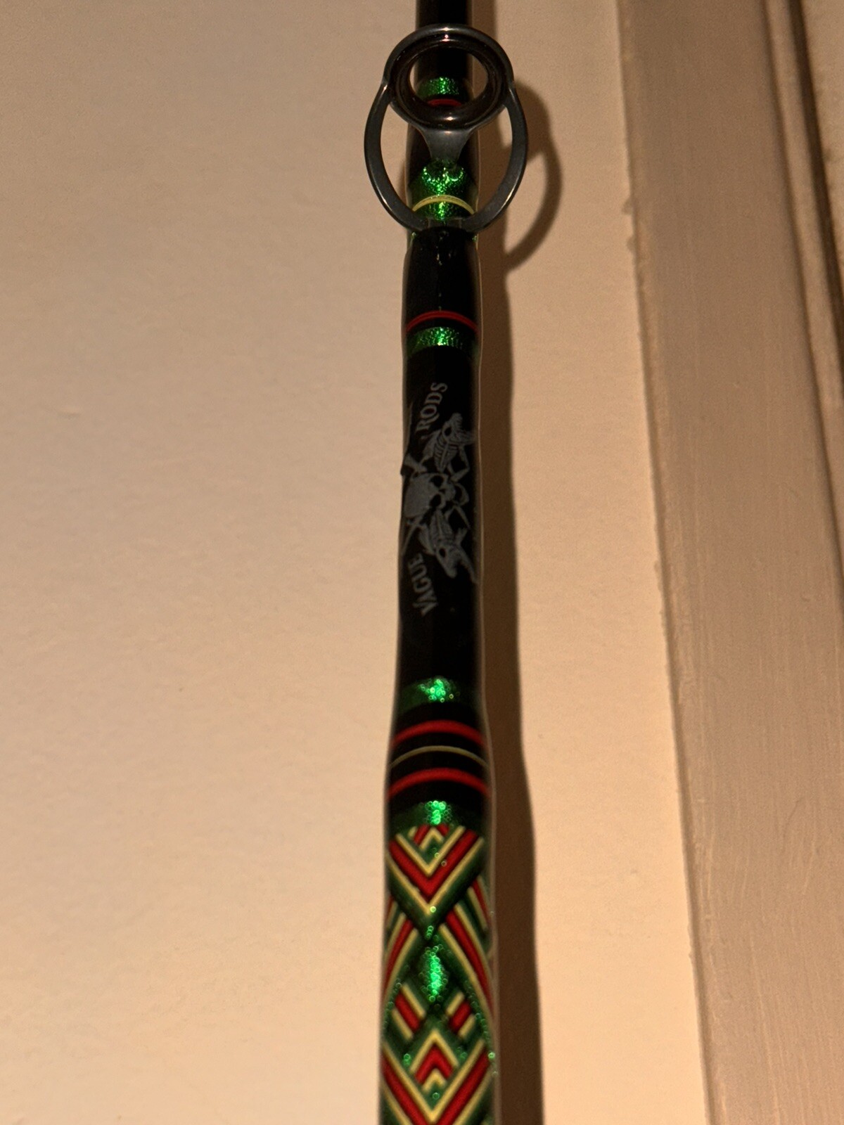 Vague Rods Custom Fishing Rod- Green Reverse Chevron 40-60 lbs