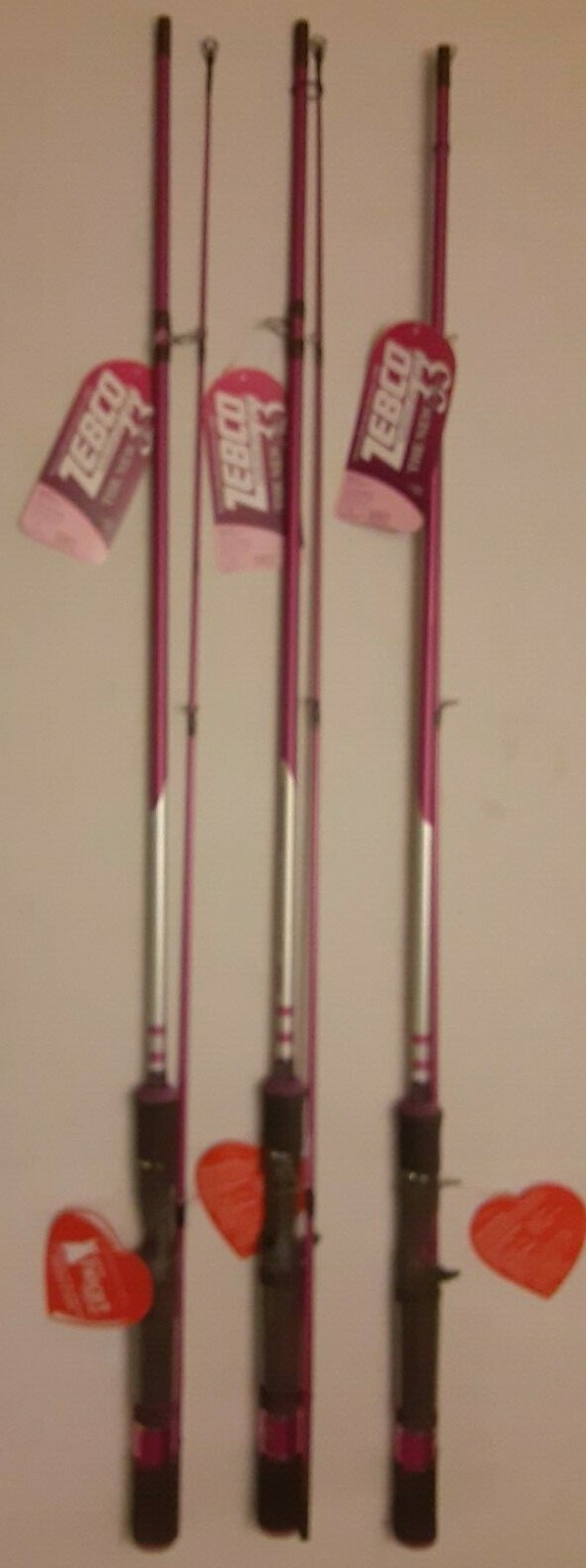 LOT 3 casting ZEBCO AUTHENTIC SERIES MEDIUM 6″ foot 2-PIECE RODS Lady pink