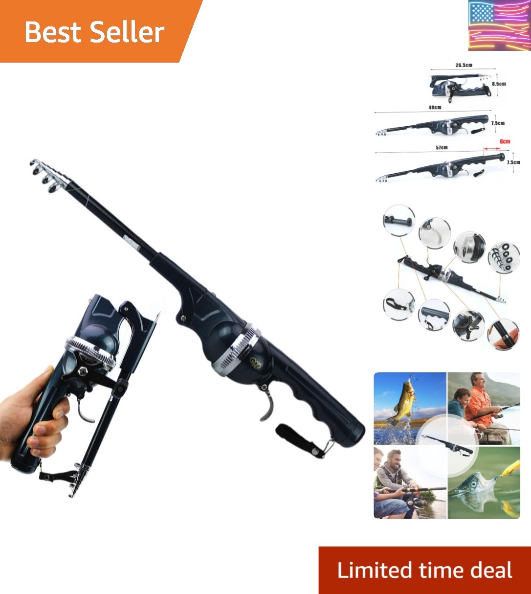 Telescopic Fishing Rod Portable Collapsible Pocket .