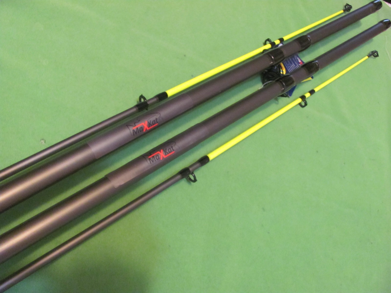 Lot of 2 Danco Max Kat 10′ 0″ Medium Heavy Action Spinning 2-Piece Surf Rods.