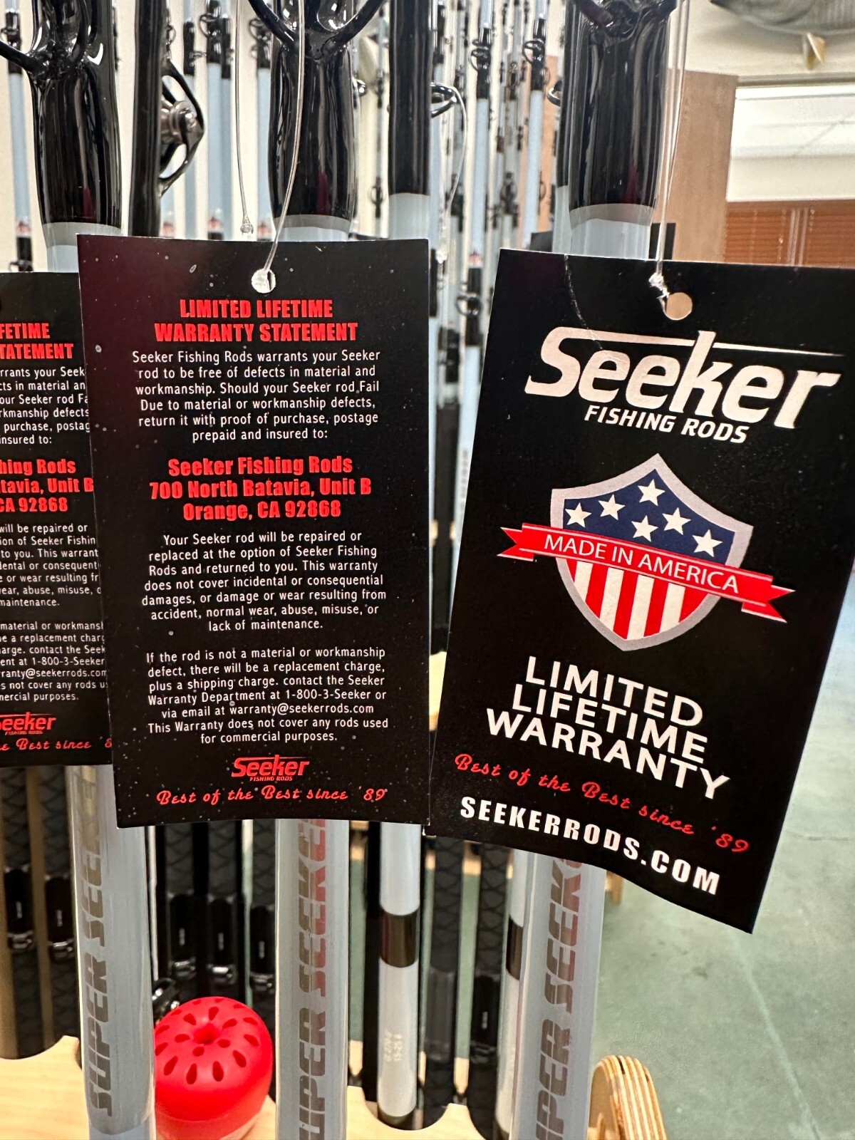 Seeker OSP rail rod 3x 7’3″ 100 – 150# w ReelQuick 27mm dovetail reel seat.