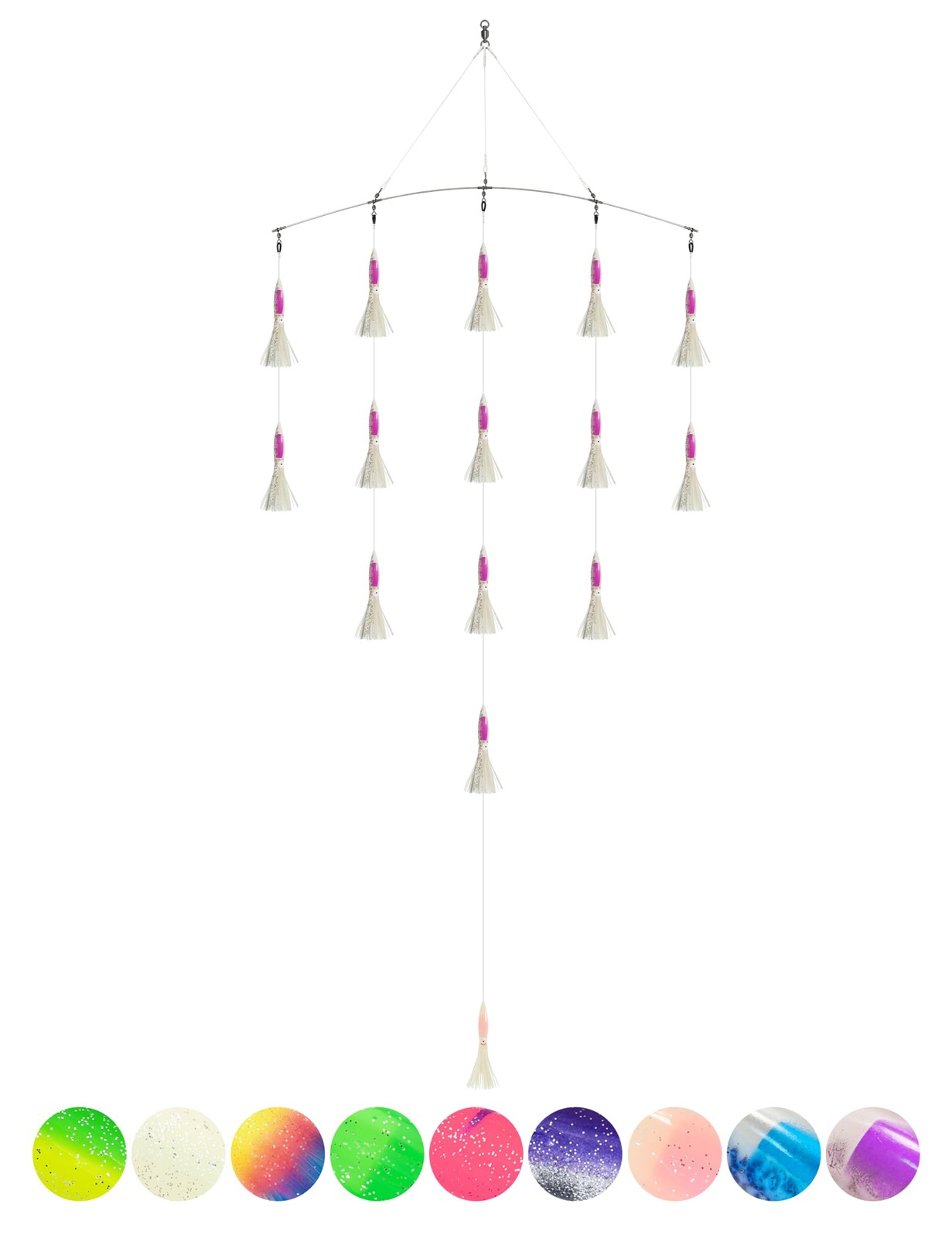 BLUEWING 36″ Upgraded Fishing Spreader Bar Formation with 6″ Floating Squids …
