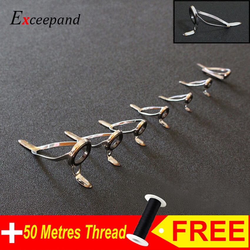 7 PCS Stainless Steel Frame Fishing Rod Guide Boat Rod Eye Line Ring for Repair