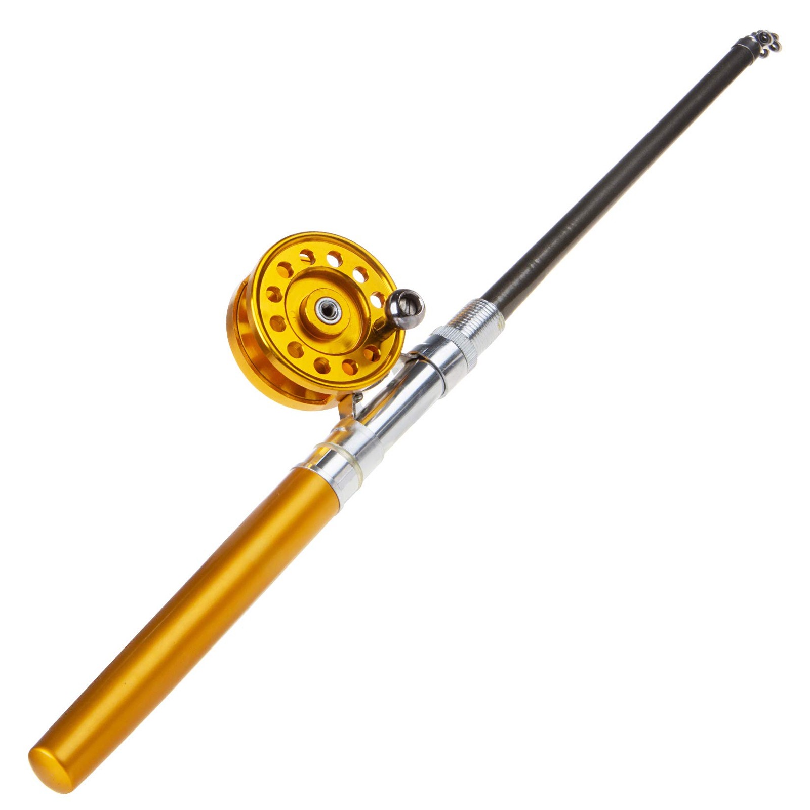 Saim Fishing Rod 36In(3Ft) Mini Portable Pocket Aluminum Alloy Fish Rod Pen –