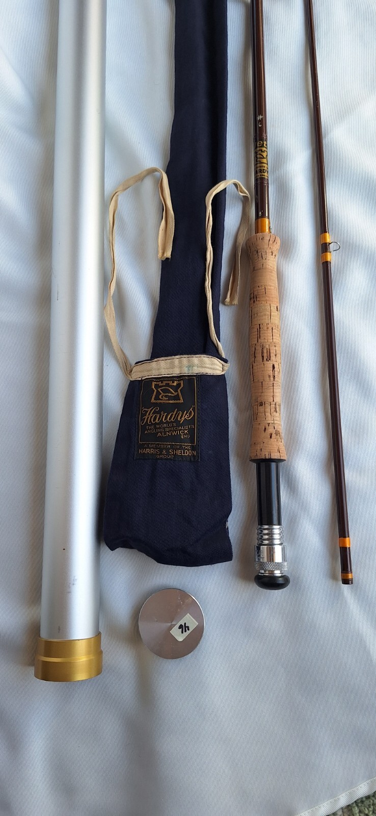 House of Hardy Jet 6wt 8ft. Fiberglass Fly rod with rod tube. Excellent Cond.