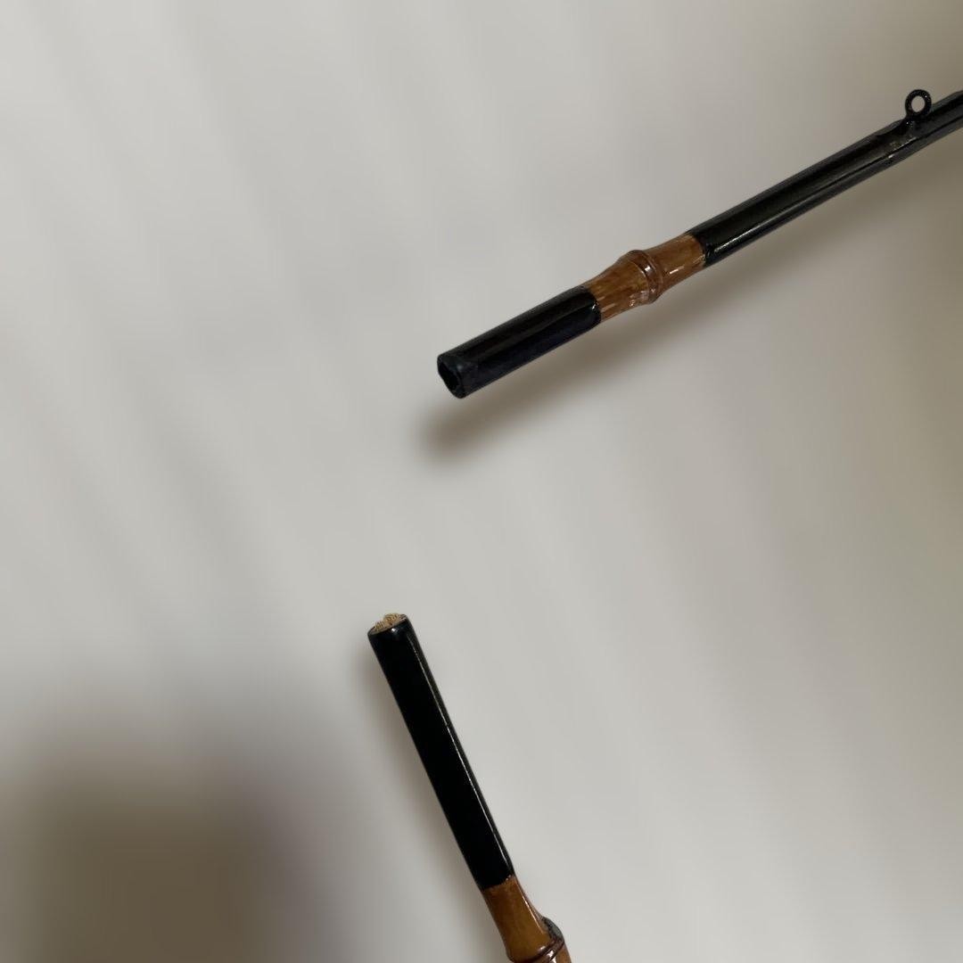 Bamboo Fishing Rod 220cm Junk Black & Brown Durable, Breaks at Joint Used