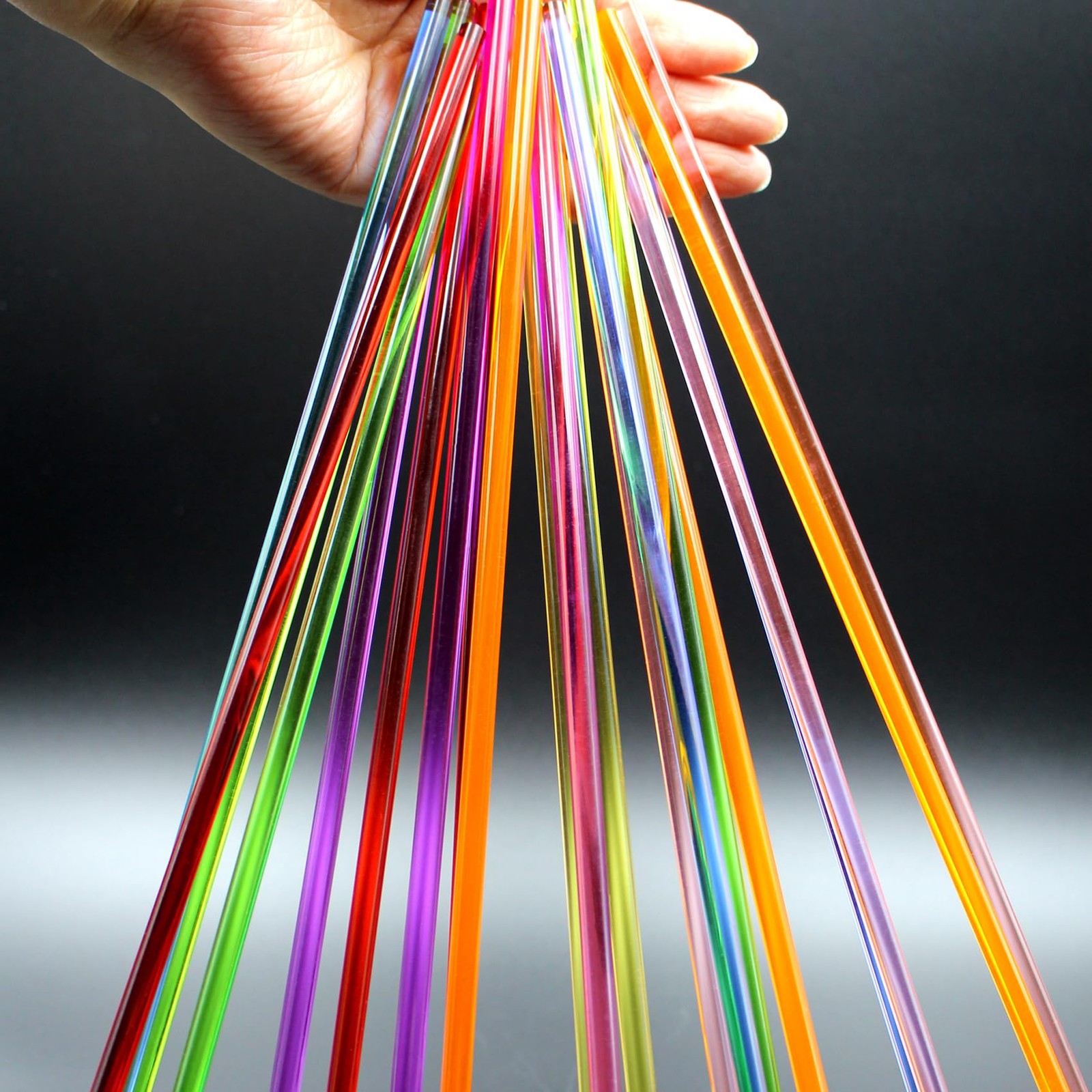 Acrylic Round Rod,21pcs,6mm Diameter 305mm Length,Multicolor Straight Line,So…
