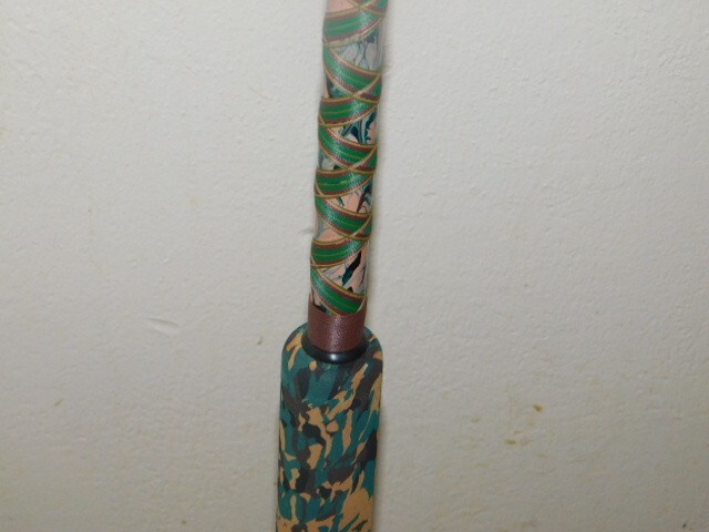 CUSTOM SPINNING ROD OLIVE GREEN TAN BROWN CAMOFLAUGE MARBLE 10-25 LB 7′ NEW