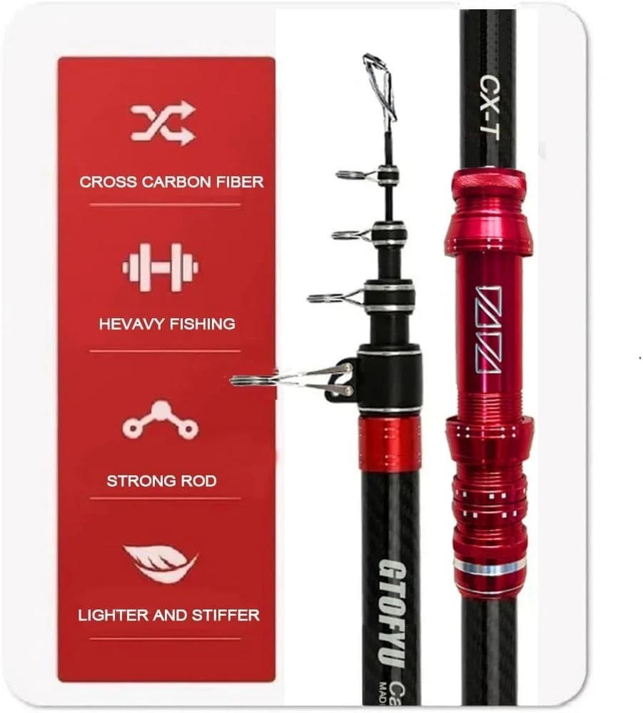 Telescopic Fishing Rod, Carbon Fiber Travel Surf Rod, Spinning Power Lure 2-9…