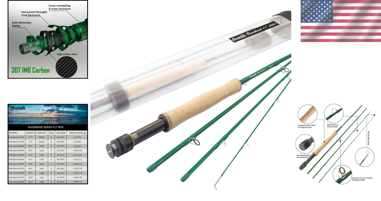 Versatile 6-10ft Fly Rod Medium Fast Action=*`